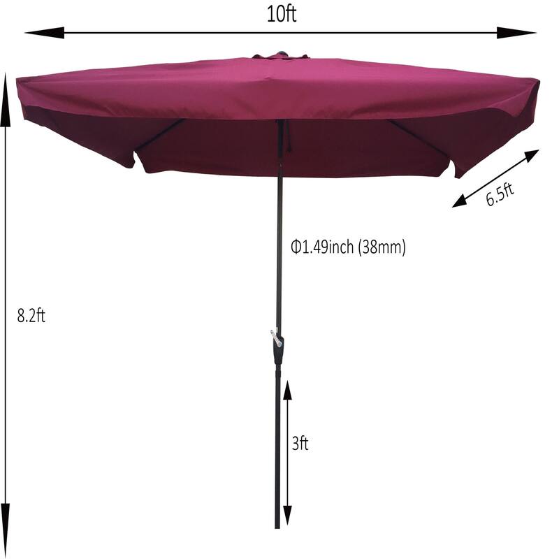 Clihome 10 x 6.5 ft Rectangular Patio Umbrella Outdoor