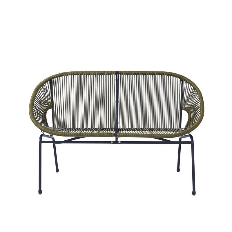 Roomfitters Condessa Outdoor Wicker Loveseat with Hammock Weave, Modern