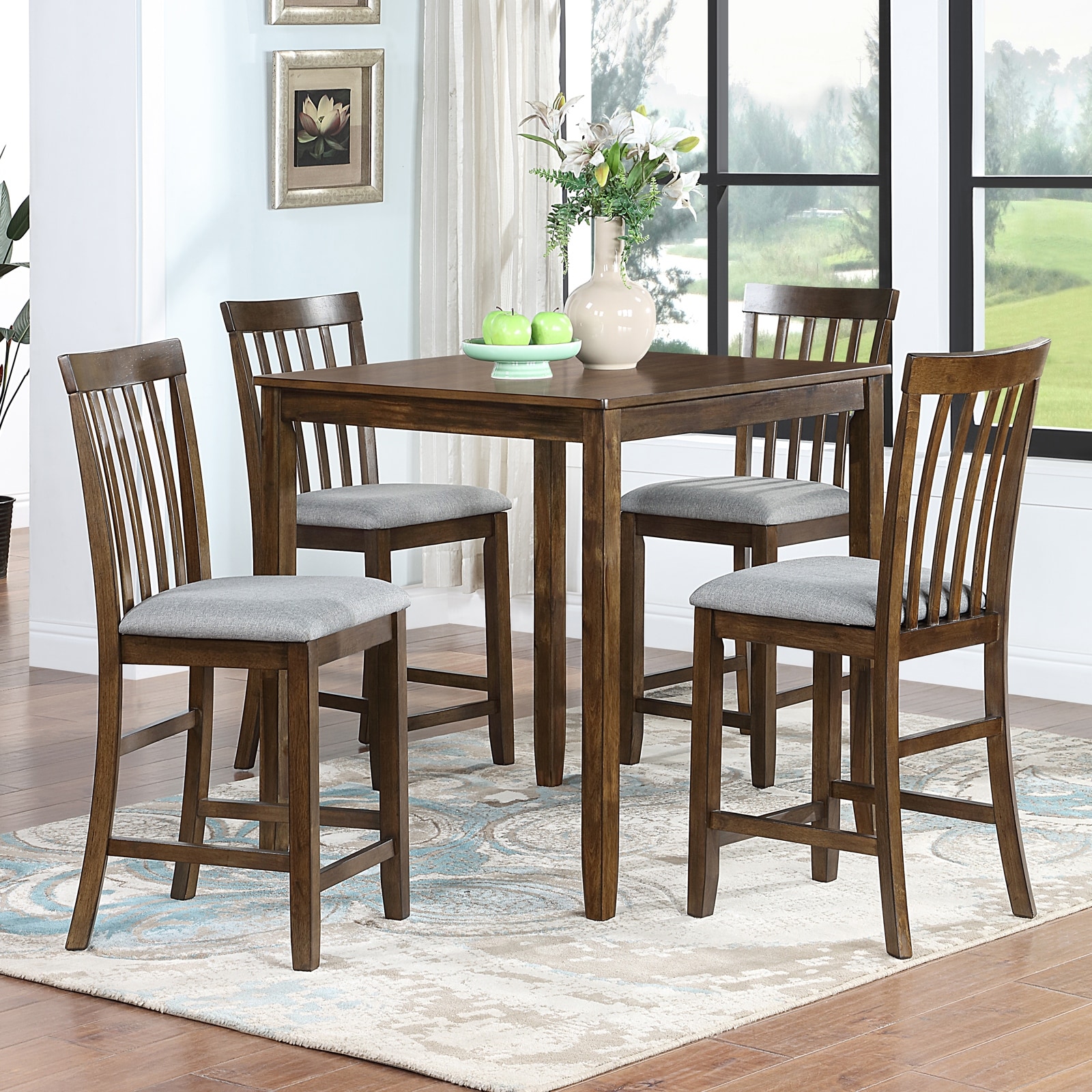 Dining Table Set for 4 with Upholstered Chairs, 5-Piece Kitchen Dining Table Set for Small Space, Kitchen, Dining Room