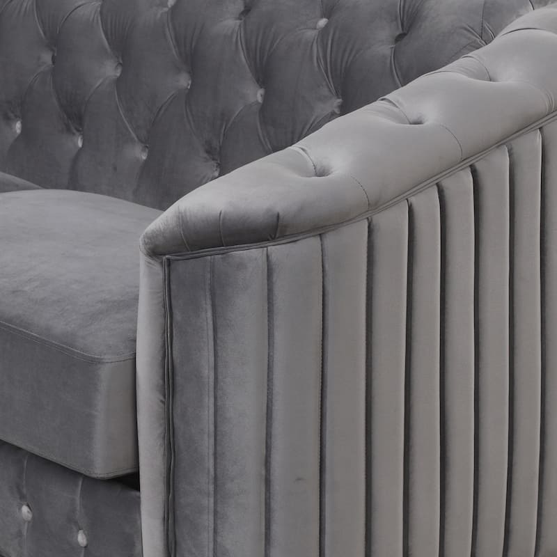 Velvet Upholstered Loveseat Sofa