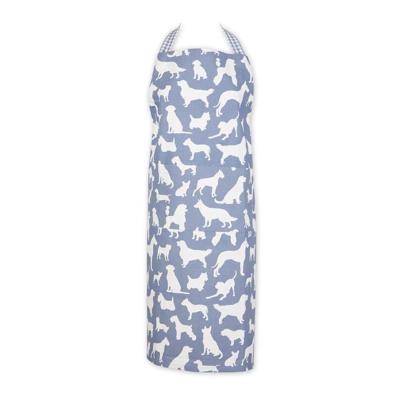 Design Imports Pet Print Chef Kitchen Apron - Stonewash Blue Dog Print