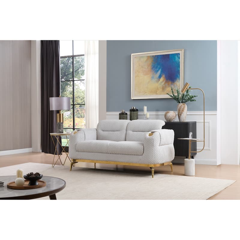 Zoe Loveseat in Cream and Gray - Grey