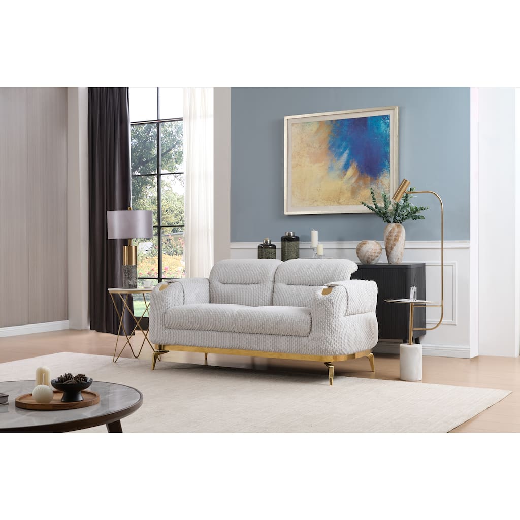 Zoe Loveseat in Cream and Gray