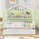 preview thumbnail 16 of 40, Wooden Twin Size House Bed with Trundle,Kids Bed with Shelf, Gray