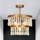 preview thumbnail 2 of 9, Coasa Modern Farmhouse Boho Semi-flush Mount Lights 2-tier Drum Chandelier with Wooden Beads - D14'' x H17''