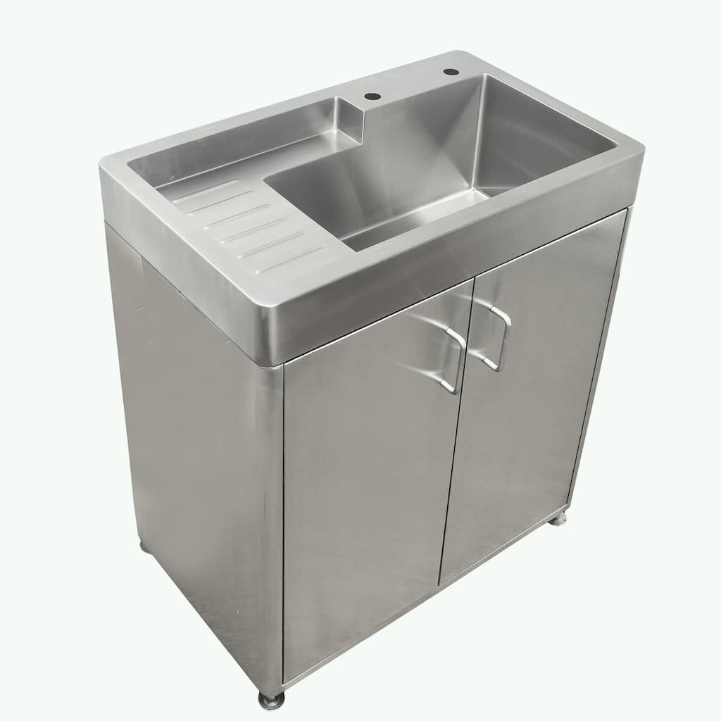 Stainless Steel Double Door, Freestanding Cabinet with Sink