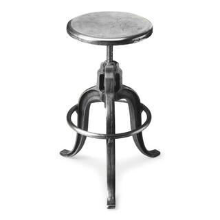 Butler Parnell Transitional Iron and Steel Round Adjustable Swivel Bar Stool - Silver - N/A