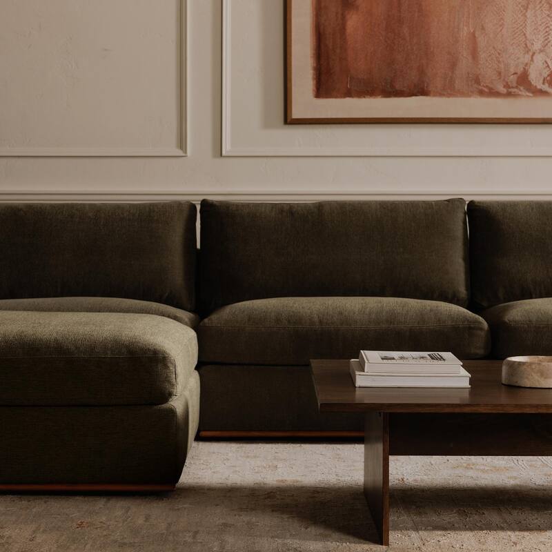NADAAL STUDIOS Rio, 4-Piece Modular Sectional Sofa With Rubber Wood Base - 136.2"W x81.8"D x23.6"H