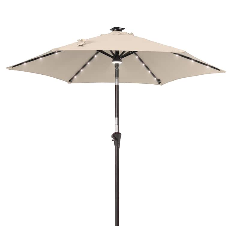 BONOSUKI Solar LED Patio Umbrella with Metal Frame for Modern Patio Living - 12' x 14' - Brown