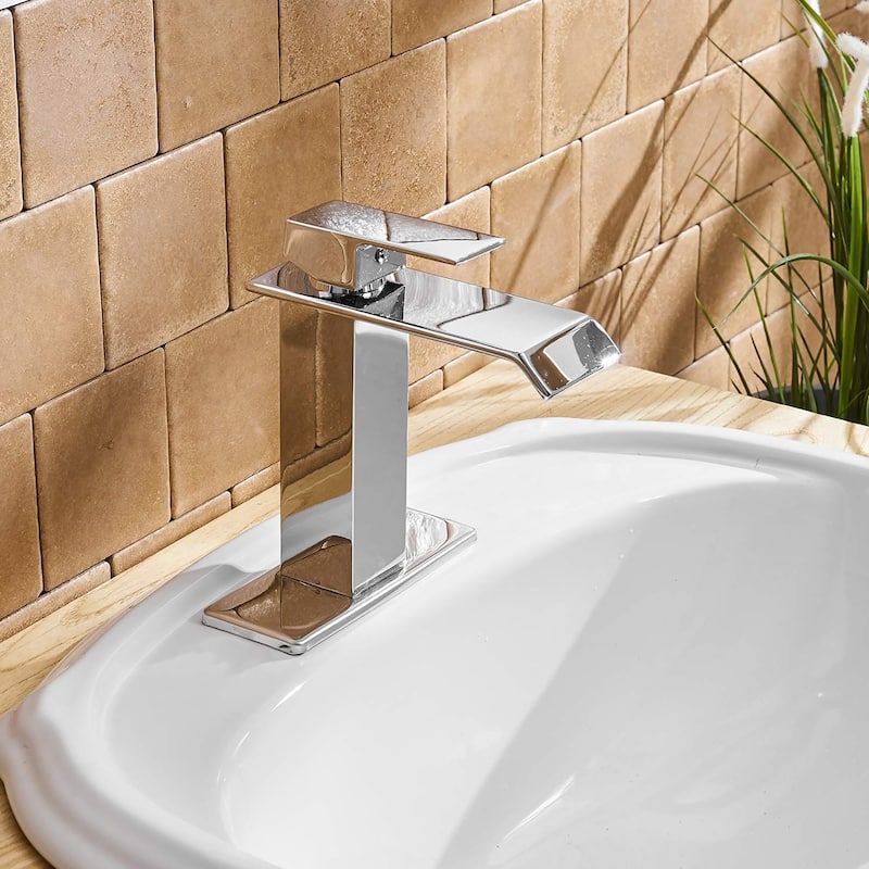 Chrome Waterfall Single Hole Bathroom Faucet