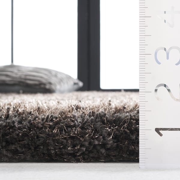 dimension image slide 2 of 3, SAFAVIEH Handmade South Beach Leonella Shag Solid Polyester Rug