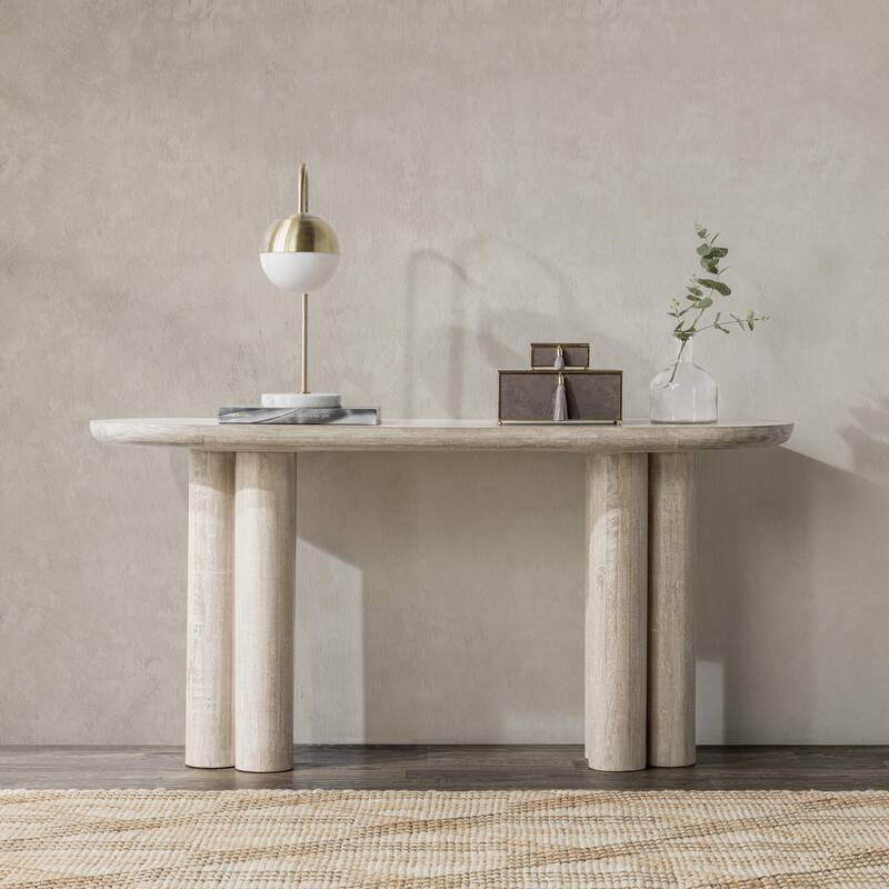 Beau Mango Wood Console Table by Kosas Home - White