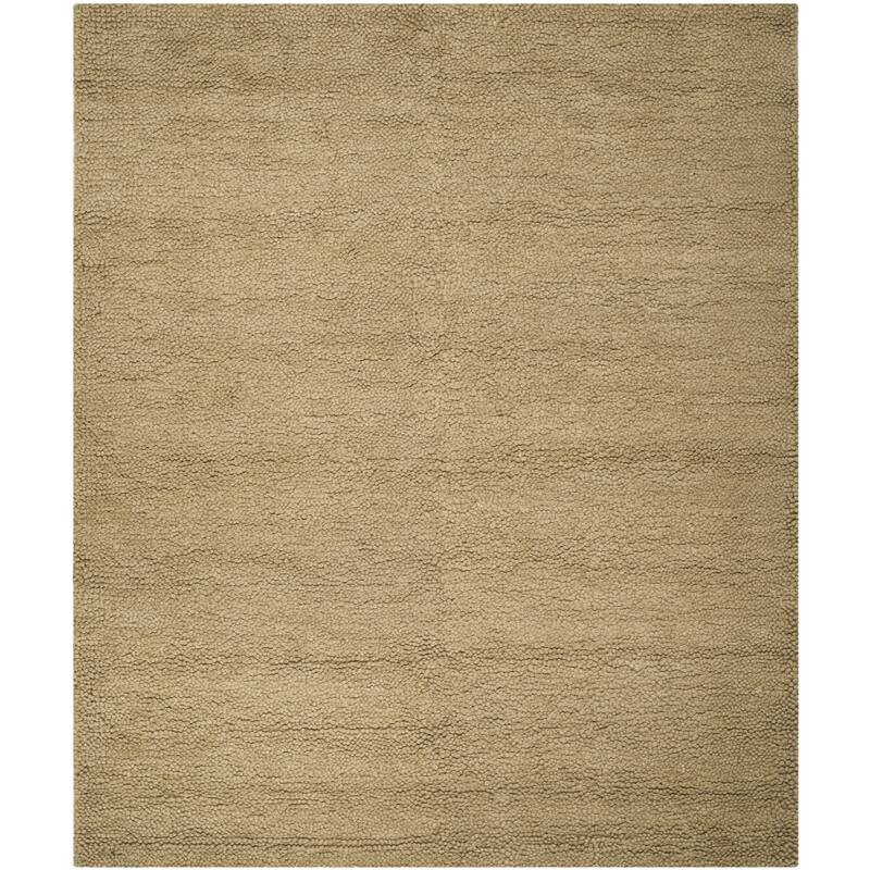 SAFAVIEH Handmade Imani Classic Shag Sinaida Solid Wool Rug - 8' x 10' - Khaki - Rectangle