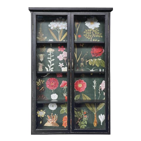 Black Wood Cabinet with Floral Papered Back