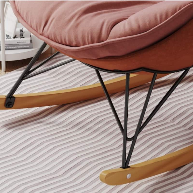 Single Leisure Lounge Chair, Balcony Rocking Chair with Detachable Cushion