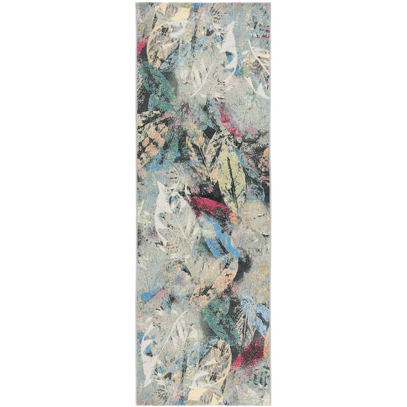 SAFAVIEH Barbados Hilka Tropical Botanical Waterproof Patio Backyard Rug