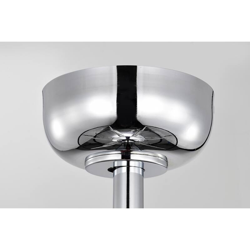 24-inch Chrome and Faux Wood 6 Lights 3 Blades Lighted Ceiling Fan with Remote