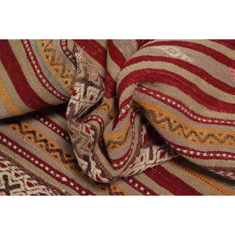 Hand Woven Oriental 100% Wool Carpet Southwestern Tribal Multi-Colored Kilim Area Rug - 8' 11'' X 5' 11''