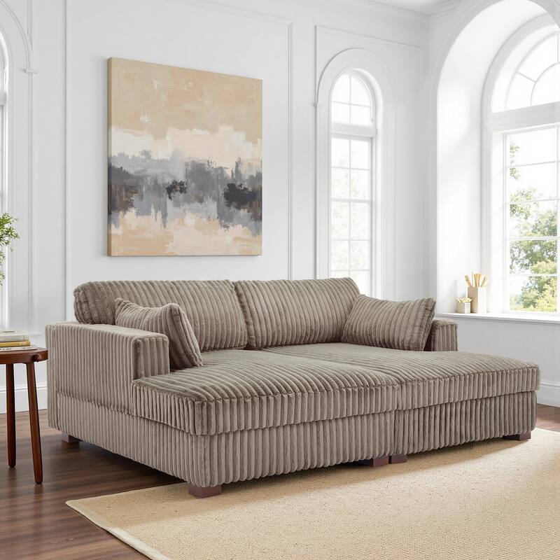 UIXE Modern Oversized Modular Sectional Sofa Couch - 83" W x 64.9" D x 34.5"H - LIGHT BROWN