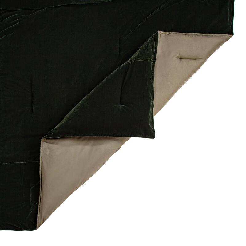 Indigo Hill by HiEnd Accents Estelle Velvet Solid Fluffy Bedding 3 Piece Comforter with Pillow Shams