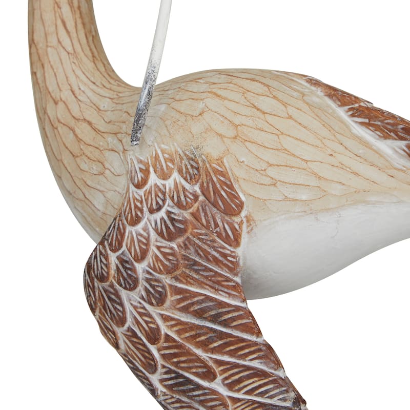 Whimsical Polystone Bird Sculpture (Set of 2) - White or Brown