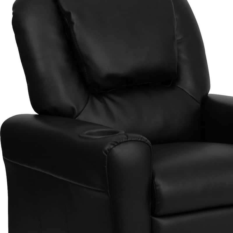 Contemporary Kids Recliner with Cup Holder and Headrest - 24"W x 21.5" - 36.5"D x 27"H