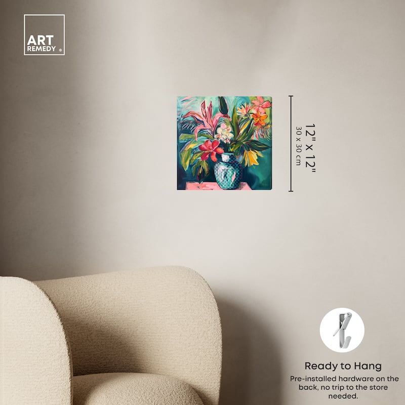 Art Remedy Vase Of Tropical Flowers Gallery Wrapped Flowers In Vase Paintings