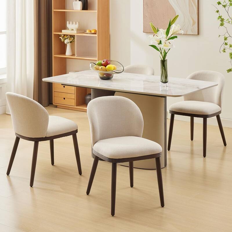 Dining Chairs Set of 2, Wood Legs Modern Upholstered with Ergonomic Back Support