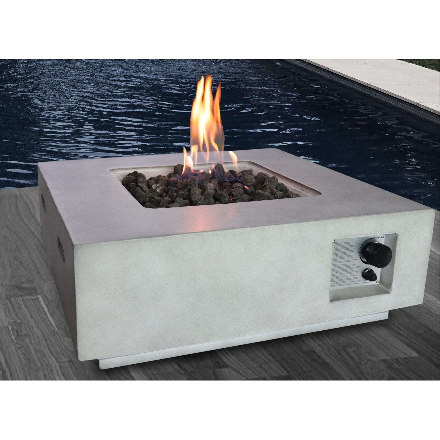 30Inch Fiber Reinforced Concrete 40000 BTU Propane Natural Gas Fire Pit table,Rust Resistant and Heat Resistant Stainless Steel