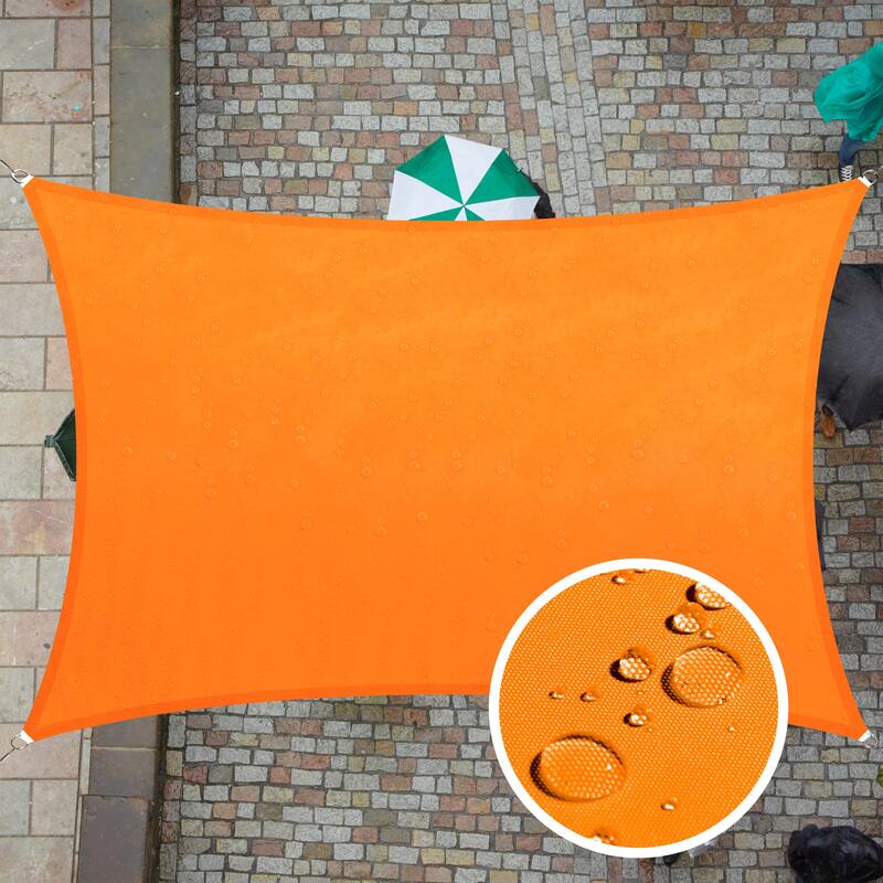 ColourTreeUSA Rectangle Waterproof Sun Shade Sail HDPE Mesh Fabric Screen Canopy UV Block 220 GSM - 7' x 12' - Orange