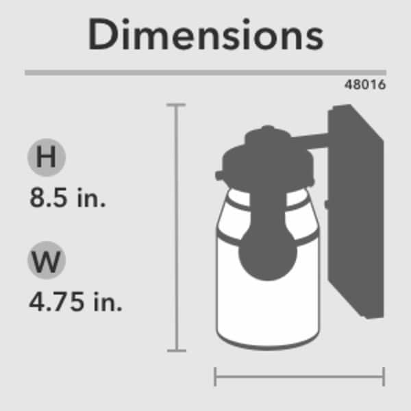 dimension image slide 3 of 4, Hunter Devon Park 1-Light Wall Sconce, Rustic, Modern Farmhouse, Damp-Rated