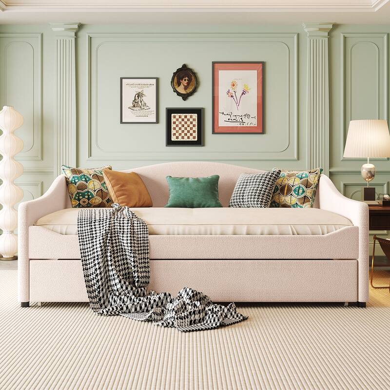 Upholstered Daybed with Light and Trundle