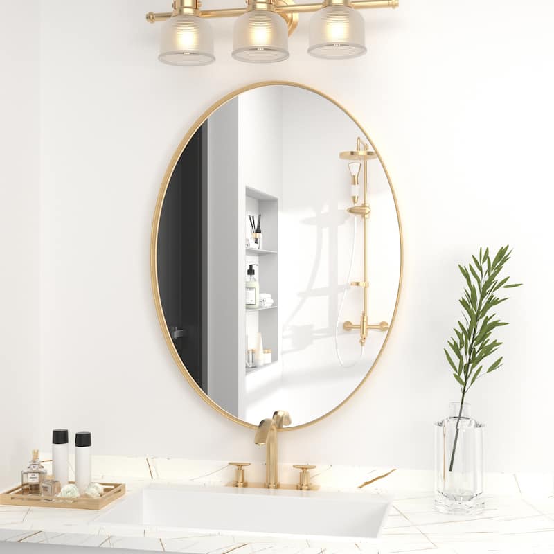 Modern Wall Mirrors Bedroom Mirrors Vanity Mirror with Iron Framed(1 Piece） - Gold