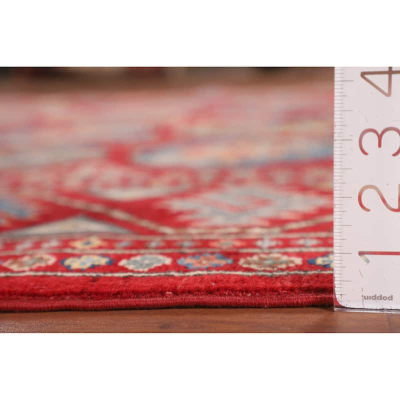 All-Over Red Kazak Oriental Area Rug Hand-Knotted Wool Carpet - 6'7" x 9'7"