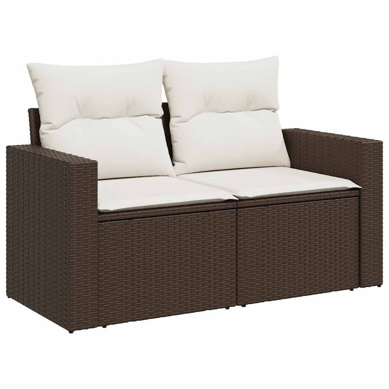 vidaXL Patio Sofa Set with Cushions Outdoor Furniture 6 Piece Poly Rattan - 21.7 x 39.4 x 28.7