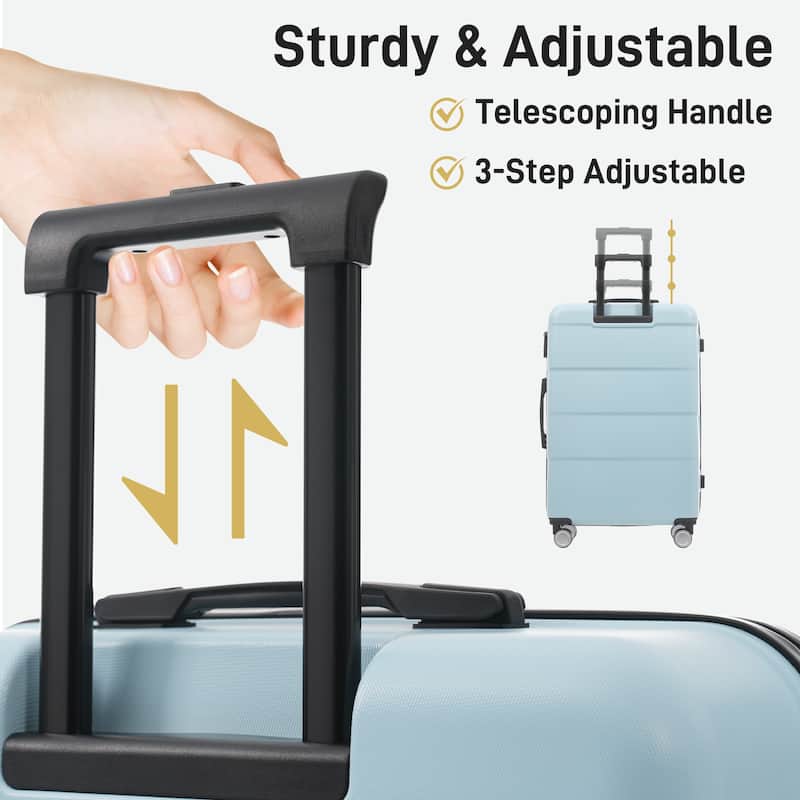 Hardshell Luggage Sets 3 Piece Double Spinner Wheels Suitcase with Handle Password Lock, Lightweight 20"+24"+28" Luggages