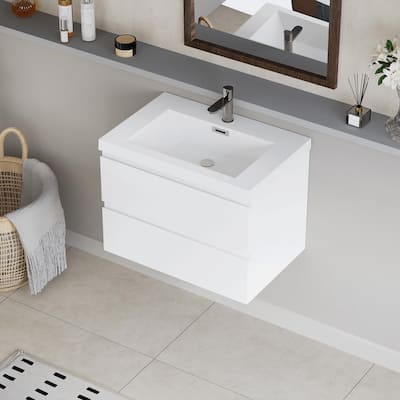 30" Modern Wall-Mounted Floating Bathroom Vanity with Sink, Drawers