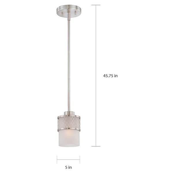 Fusion 1-light Brushed Nickel and Frosted Glass Mini Pendant