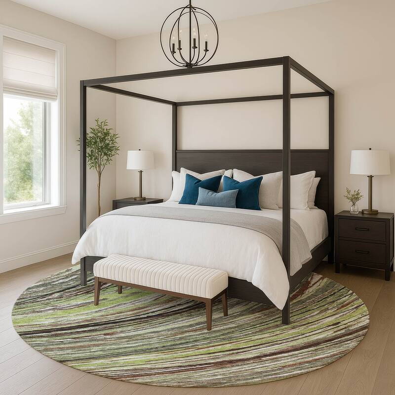 Premium Washable Super Soft Contemporary Horizon Mayfield Rug - Aloe - 8' x 8'