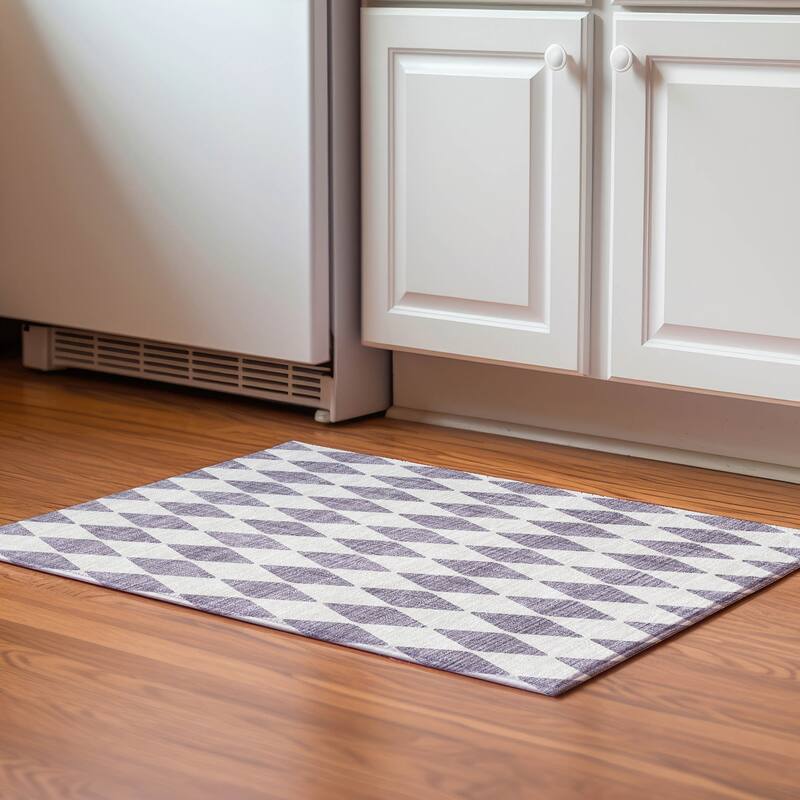 Premium Washable Super Soft Modern Diamond Mayfield Rug - Purple - 1' 8" x 2' 6" - Rectangle