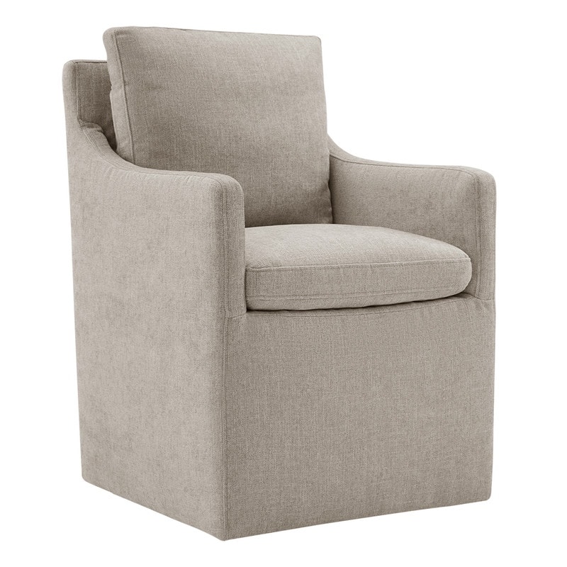 Hailey Dining Arm Chair with Caster Wheels Fabric Fully Assembled