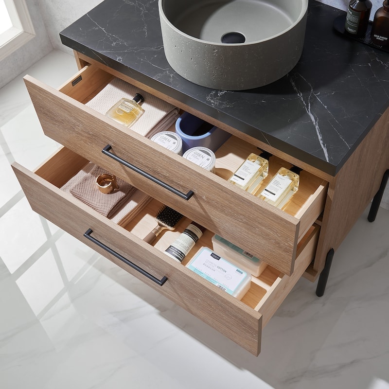 Trento Bath Vanity with Sintered Stone Top with Concrete Sink (R)