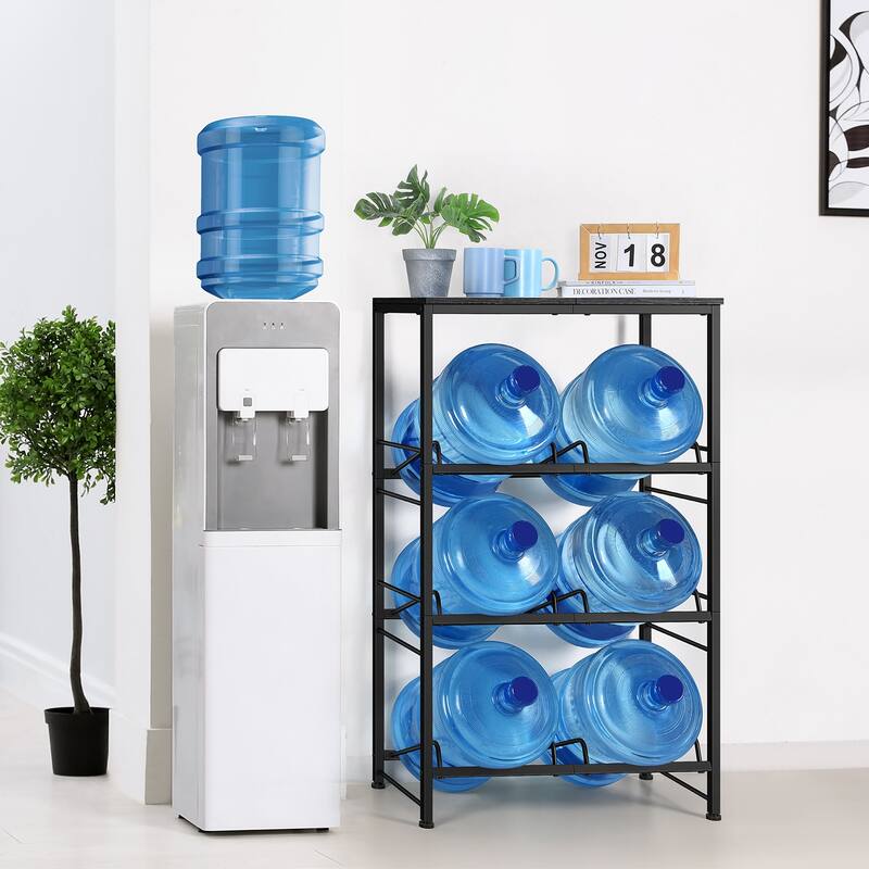 5 Gallon Water Bottle Holder for 6 Bottles, 3 Tiers Heavy-Duty Water Cooler Jug Rack