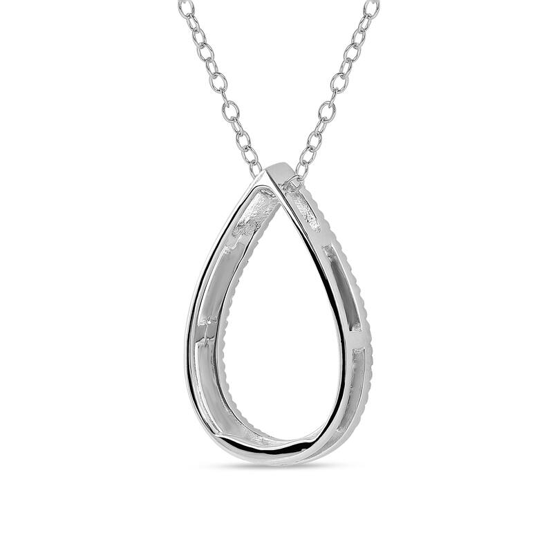 1/6ct - 1ct TDW 14K Gold Open Pear Diamond Pendant Necklace for Women