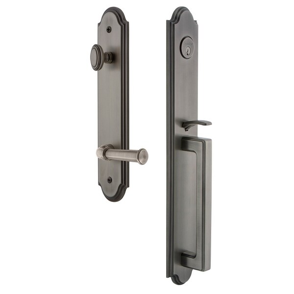 Grandeur ARCDGRGEO_ESET_234_RH Arc Solid Brass Rose Right Handed Keyed Entry Single Cylinder Full Plate "D" Grip Handleset with