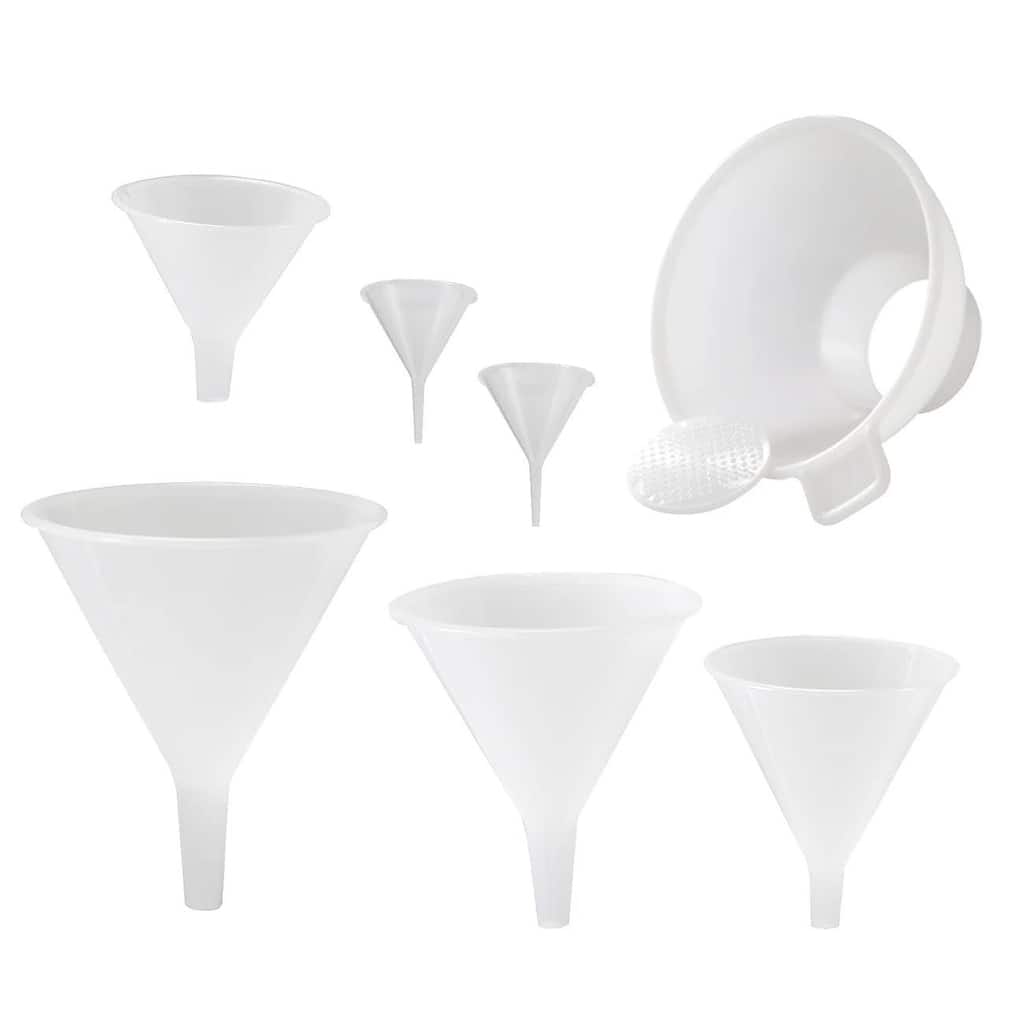 Hutzler 7 Piece Multi-Purpose Plastic Funnel Set with Mini-Funnels and Canning Funnel