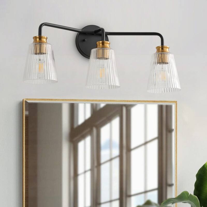 3 Light Matte Black Vanity Light Modern Bathroom Wall Fixture