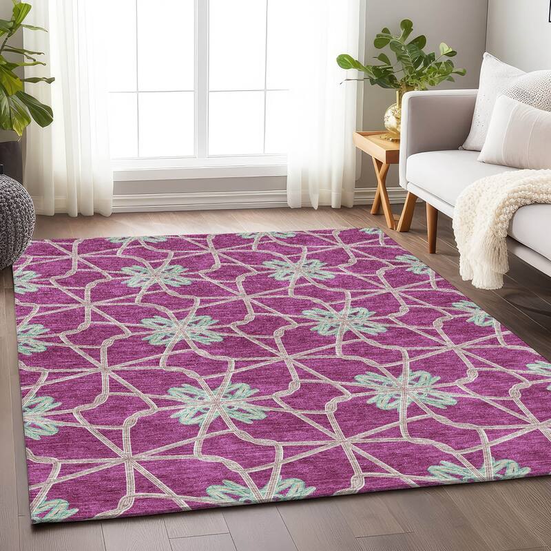 Premium Washable Super Soft Contemporary Tangle Mayfield Rug - Blush - 10' x 14'