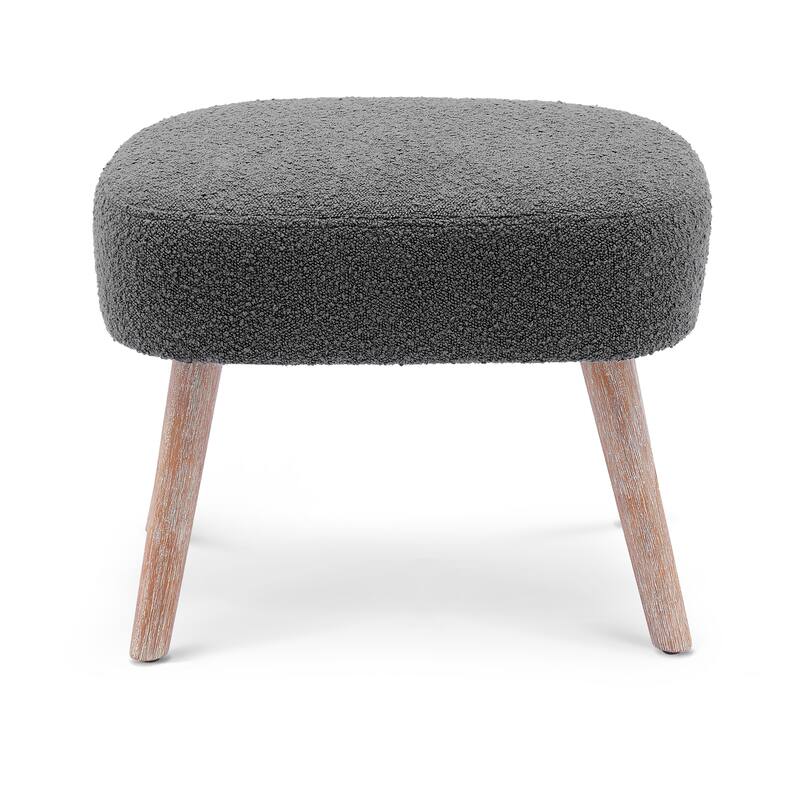 Boucle Polyester Upholstered Ottoman - Stain Resistant