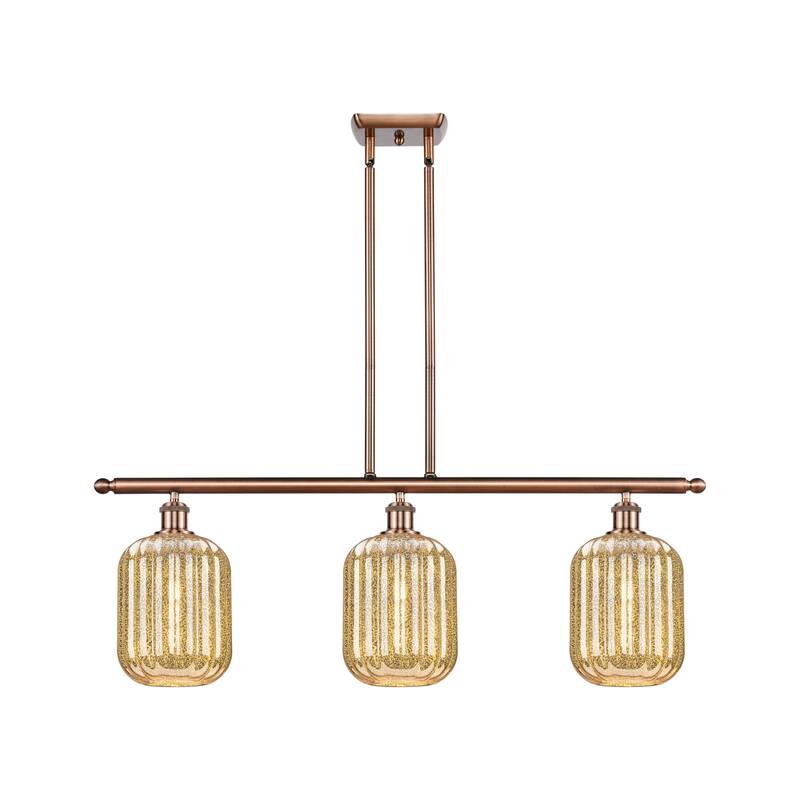 Innovations Lighting Endless Possibilities Ballston - Preston - 3 Light 36" Jar Shade Stem Hung Island Light - Mercury/Antique Copper